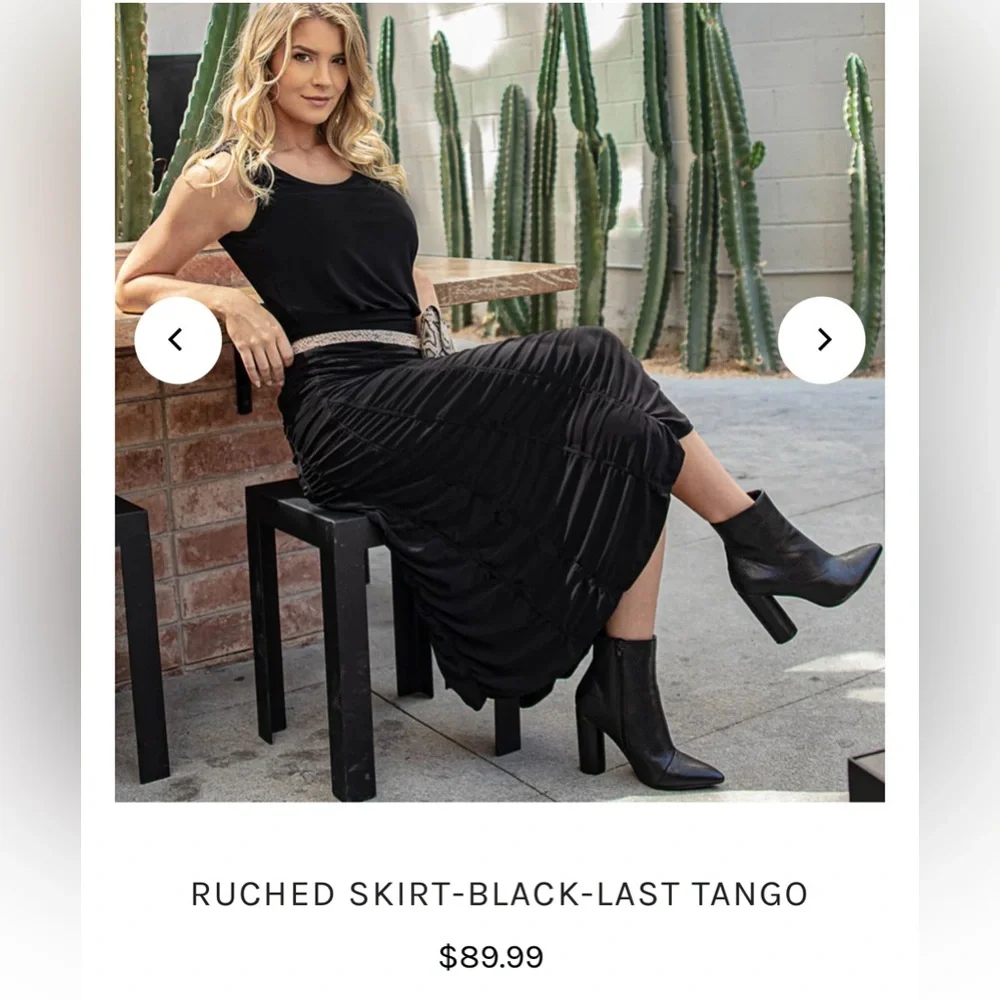 Last Tango black rouched goth dance maxi skirt - Picture 2 of 5